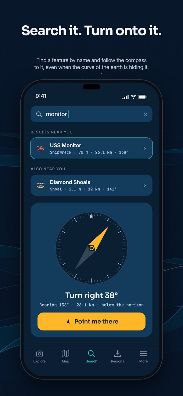 Search results for Monitor, and a compass saying turn right 38 degrees.